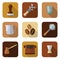 Coffee barista instruments icons set