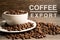 Coffee bean in cup with export text for import export trade commerce