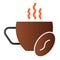 Coffee with bean flat icon. Cup of coffee and grain color icons in trendy flat style. Hot coffee gradient style design
