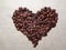 Coffee Bean Heart on Antique Linen Towel