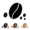 Coffee Bean Icon - Brown Color Outline Vector Set