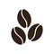 Coffee bean icon isolated, dark brown flat vector coffee beans s