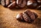 Coffee bean on macro ground