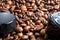 Coffee beans in the automatic coffee grinder