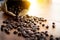 Coffee beans background: Coffee bean on grunge wooden background