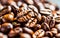 Coffee beans background. Roasted coffee beans