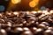 Coffee beans in a bowl with bokeh background