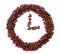 Coffee beans in clock symbol isolated
