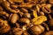 Coffee beans close up. Vector drawing from photo. Freshly prepared coffee aroma