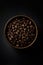 coffee beans, close of view, overhead angle AI generated