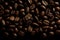 coffee beans, close of view, overhead angle AI generated