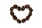 Coffee beans folded into a heart-shaped Valentine. Love for coffee drinks