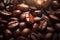 Coffee beans forming an icy border background