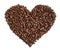 Coffee beans heart shaped