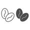 Coffee beans line and solid icon. Two aromatic bean for espresso drink symbol, outline style pictogram on white