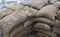 Coffee beans packed in jute bags for export