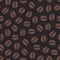 Coffee beans seamless pattern, vector background. Repeated dark brown texture for cafe menu, shop wrapping paper