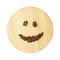 Coffee beans in the shape of a person with a smile wooden