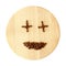 Coffee beans in the shape of a person with a smile wooden