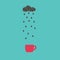 Coffee beans in shape of rainy cloud. Weather concept.
