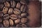 Coffee beans and vintage style, worn photo paper look image