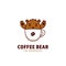 Coffee bear logo, a cute grizzly brown bear mascot inside coffee cup icon logo illustration cartoon style