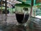 Coffee black setup in table and cup color green