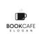 Coffee book logo icon design. Logo is combination of book and a cup of coffee. Suitable for coffee shop, bookstore, library