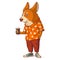 A Coffee Break, isolated vector illustration. Dressed corgi person watching something with interest. A dog character