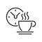 Coffee break time off line art vector icon for apps and websites