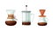Coffee brewing equipment set. Glass teapots and french press vector illustration