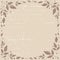 Coffee brown background with texture and decorative frame of brown leaves and dots in form of circle