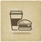 Coffee and burger fast food old background