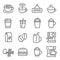 Coffee Cafe Vector Line Icon Set. Contains such Icons as Hot Coffee, à¸ºBeans, Coffee Machine, Hamburger and more. Expanded Stroke