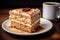 Coffee cake slice tasty dessert background