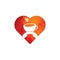 Coffee call heart shape concept vector logo design.