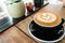 Coffee cappuccino closeup in cafe