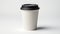 Coffee cardboard cup with white lid on white background. Generative AI.