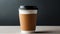 Coffee cardboard cup with white lid on white background. Generative AI.