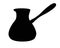 Coffee cezve silhouette. Cookware for making coffee - vector black silhouette for logo or pictogram. Sign or icon - pottery coffee