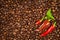 Coffee and chili peppers. Sale of coffee and spices. Trade in agricultural commodities.