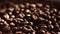 Coffee close up. Coffee beans. Coffee beans. Sunshine on coffee seeds. Dark Coffee Grains.