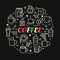 Coffee colorful gradient with line icons set