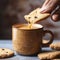 Coffee companionship Sweet cookies gracefully poured into a coffee mug