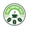 coffee company logo, with cup and coffee bean icon