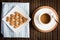 Coffee cookies with coffee in cup