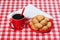 Coffee, cookies, heart, tablecloth