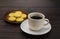 Coffee and cookies stuffed in separate plates