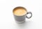 Coffee with creamy foam in small cup on white. Flat white,americano,espresso,cappuccino