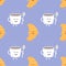 Coffee and croissant seamless pattern. Template for kids menu restaurant. Vector illustration